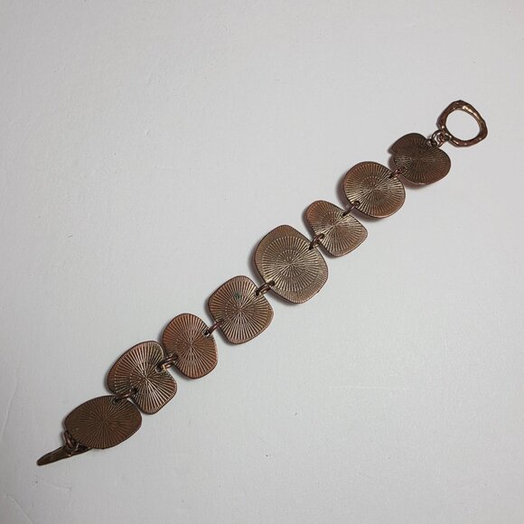 Vintage Multi-Stone Statement Bracelet | Bronze Tone Boho Chunky Link Design - Picture 6 of 7